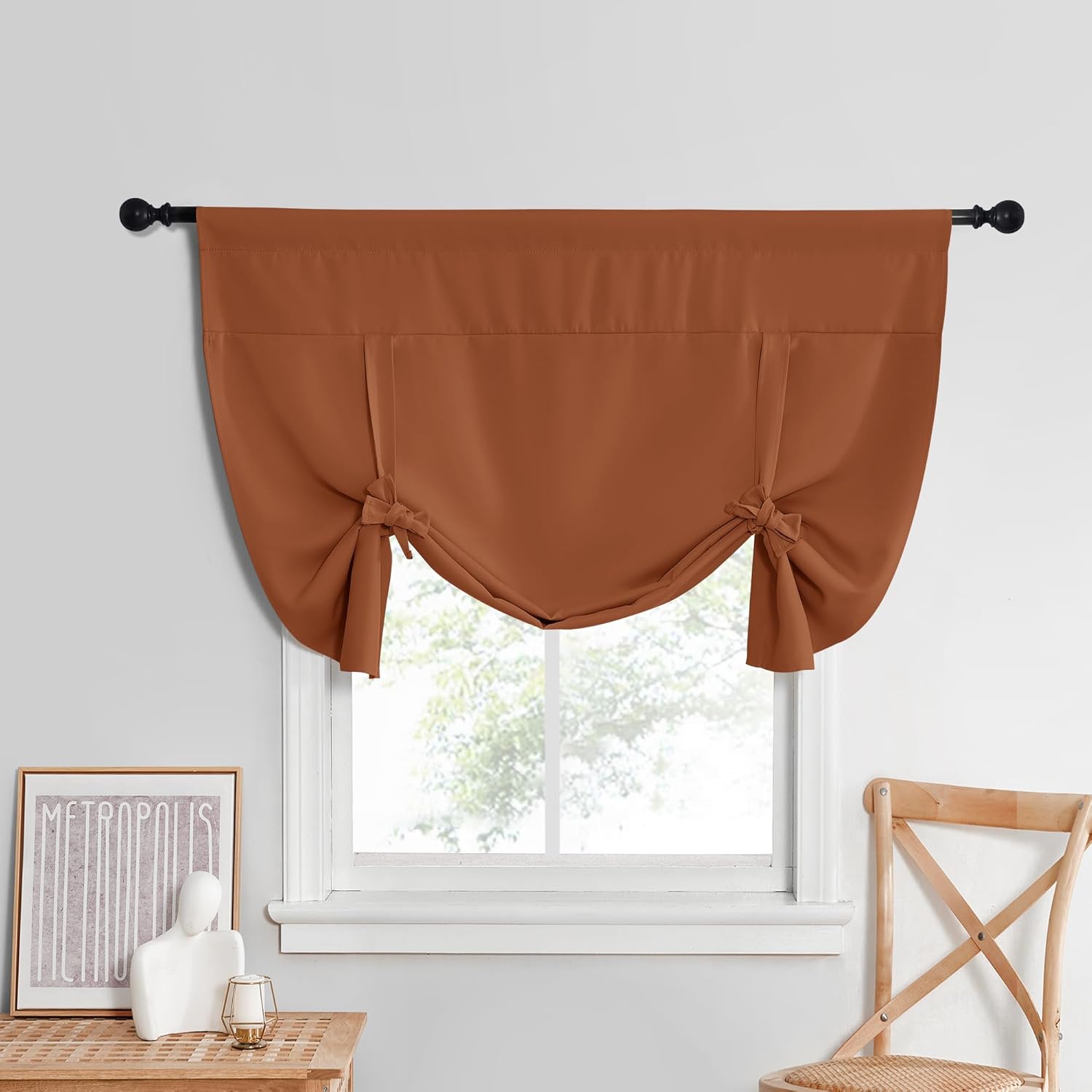 NICETOWN Thermal Insulated Short Shades, Roman Tie Up