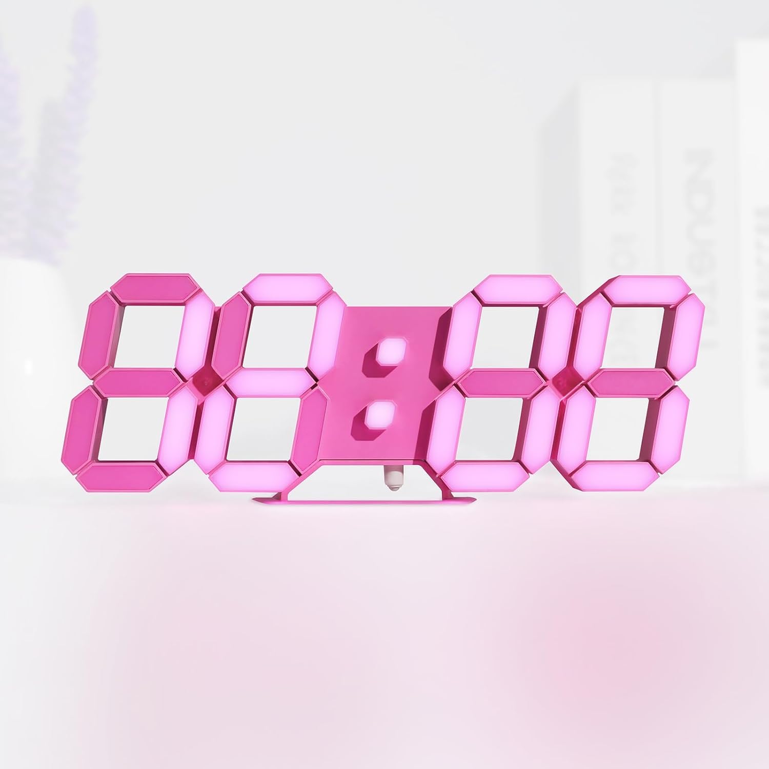 KOSUMOSU Pink LED Clock 3D Wall Clock 9.7"