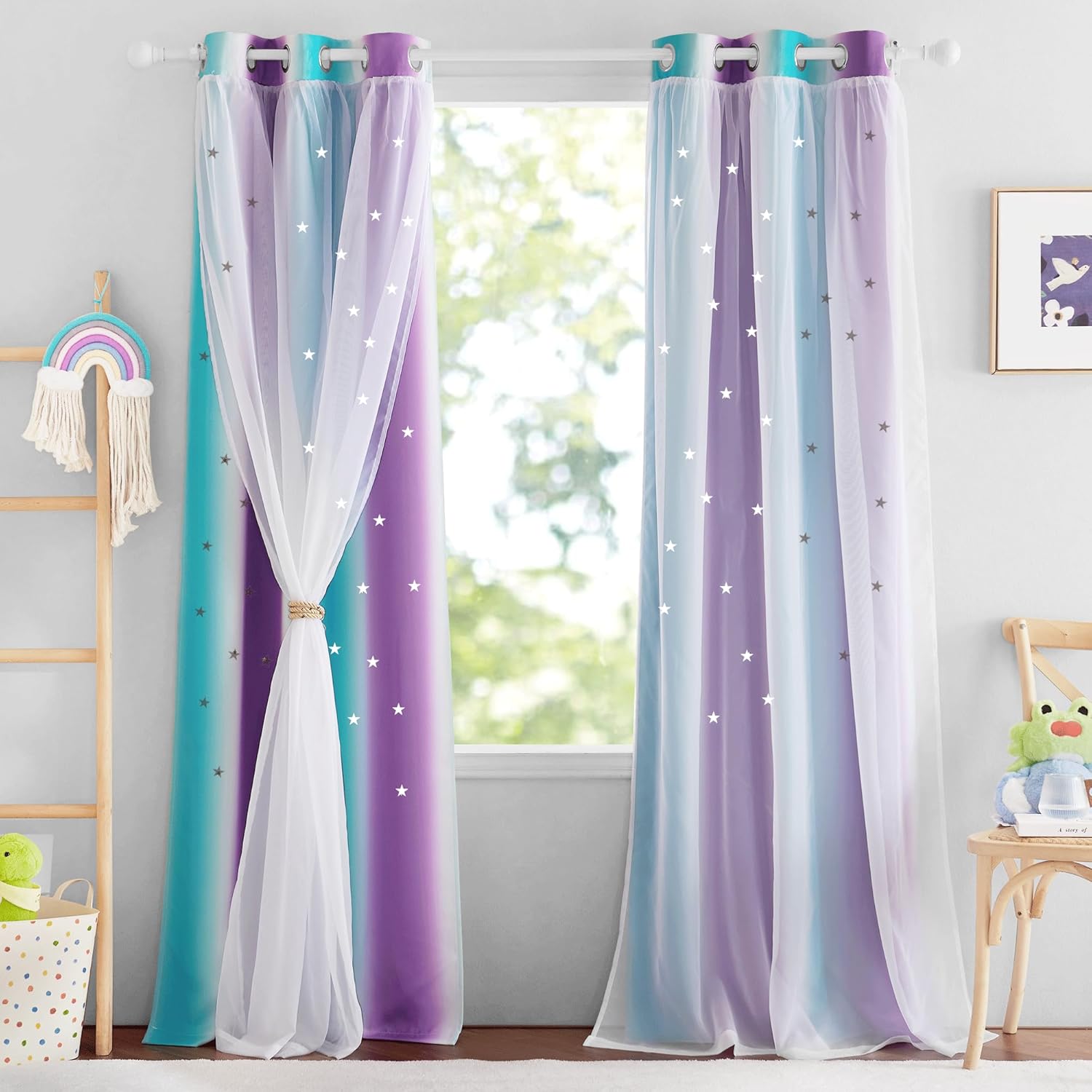 NICETOWN Star Cut-Out Blackout Curtains for Bedroom, 2