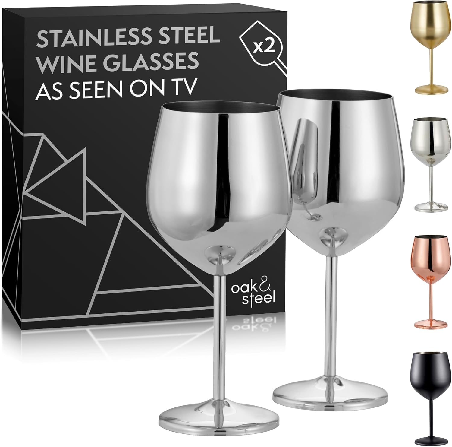 Oak & Steel - 2 Silver Stainless Steel