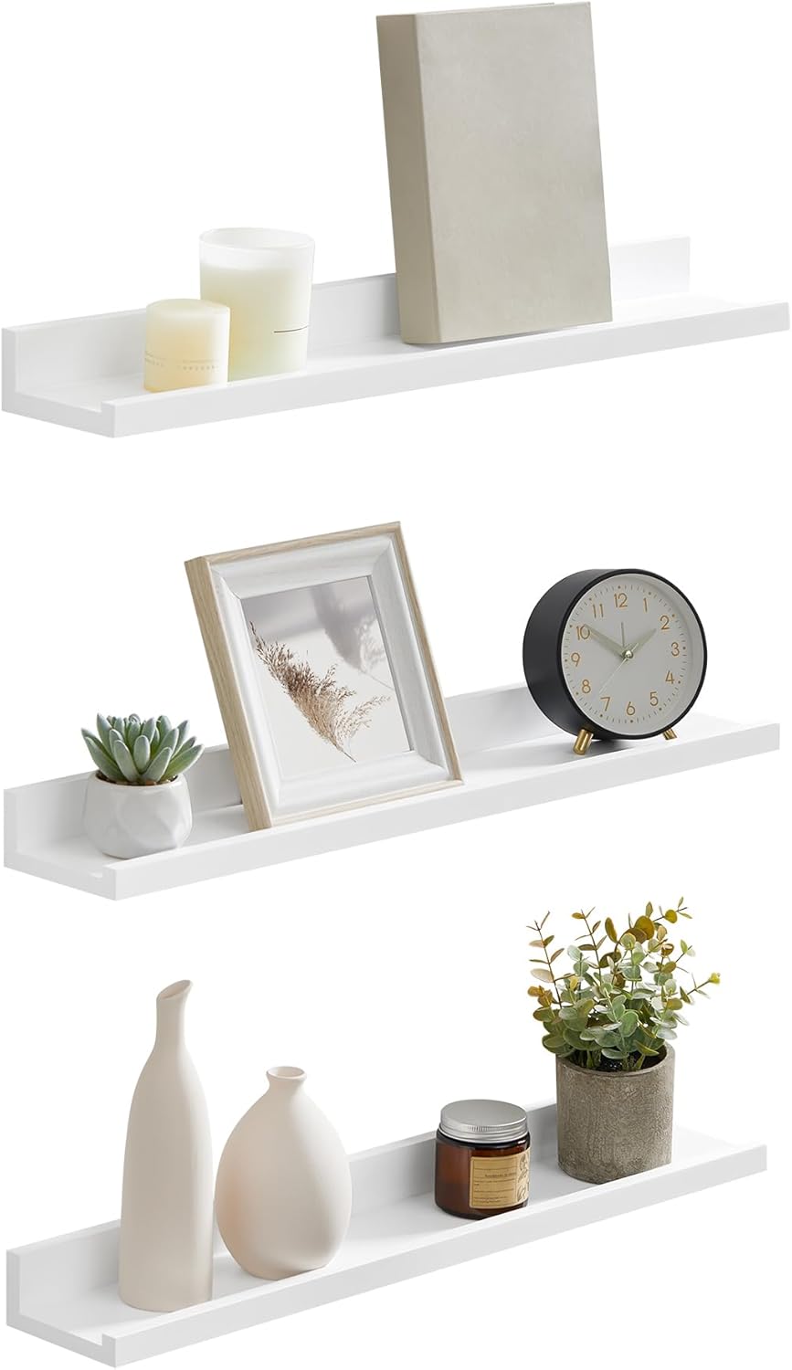 SONGMICS Floating Shelves, Set of 3 Wall Shelves,