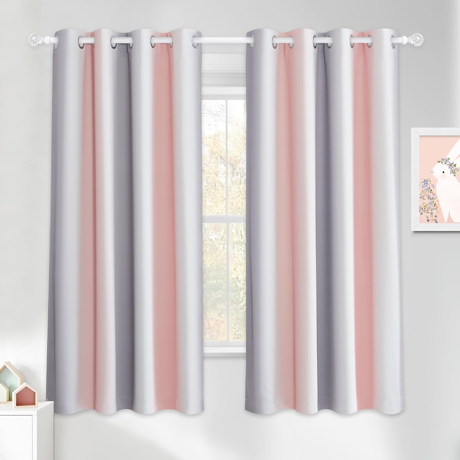 NICETOWN Rainbow Kids Blackout Curtains for Bedroom Playroom,