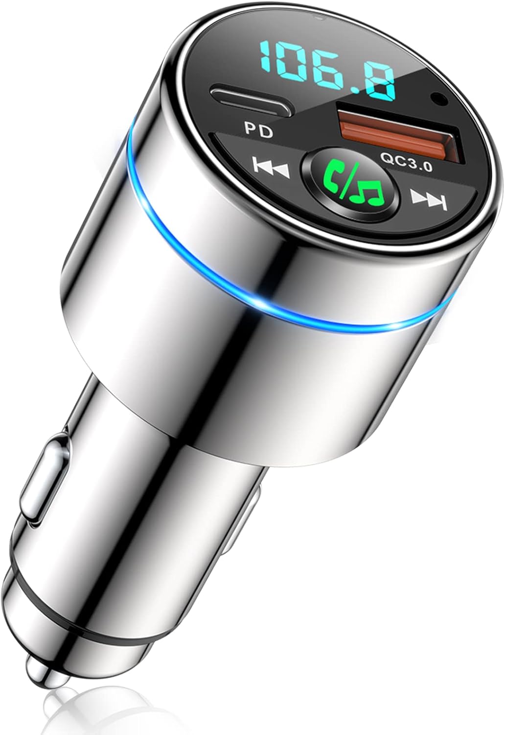 RIWUSI FM Transmitter for Car Bluetooth 5.3, [All-Metal]