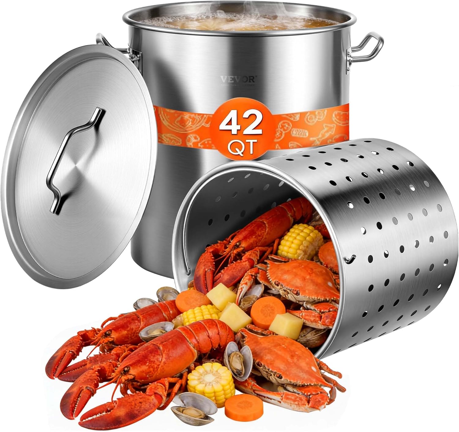 VEVOR Stainless Steel Stockpot, 42 Quart Large Cooking