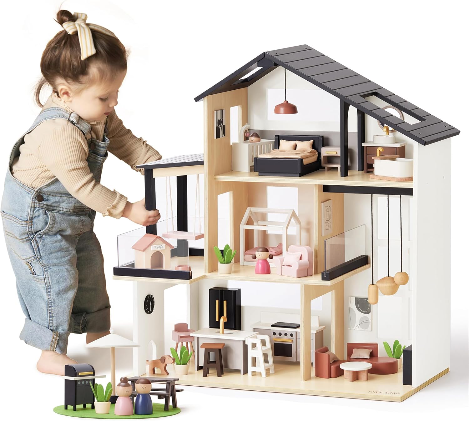 Tiny Land Doll House, Modern Family Dollhouse with
