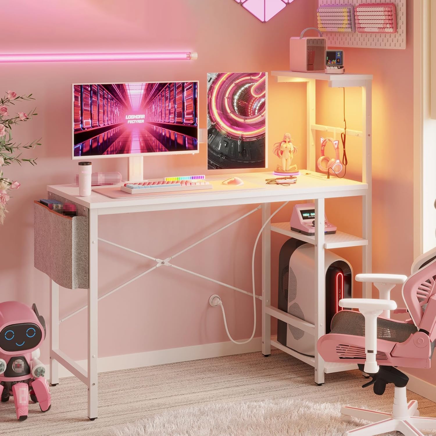 Bestier Gaming Desk with Power Outlets, 44 Inch