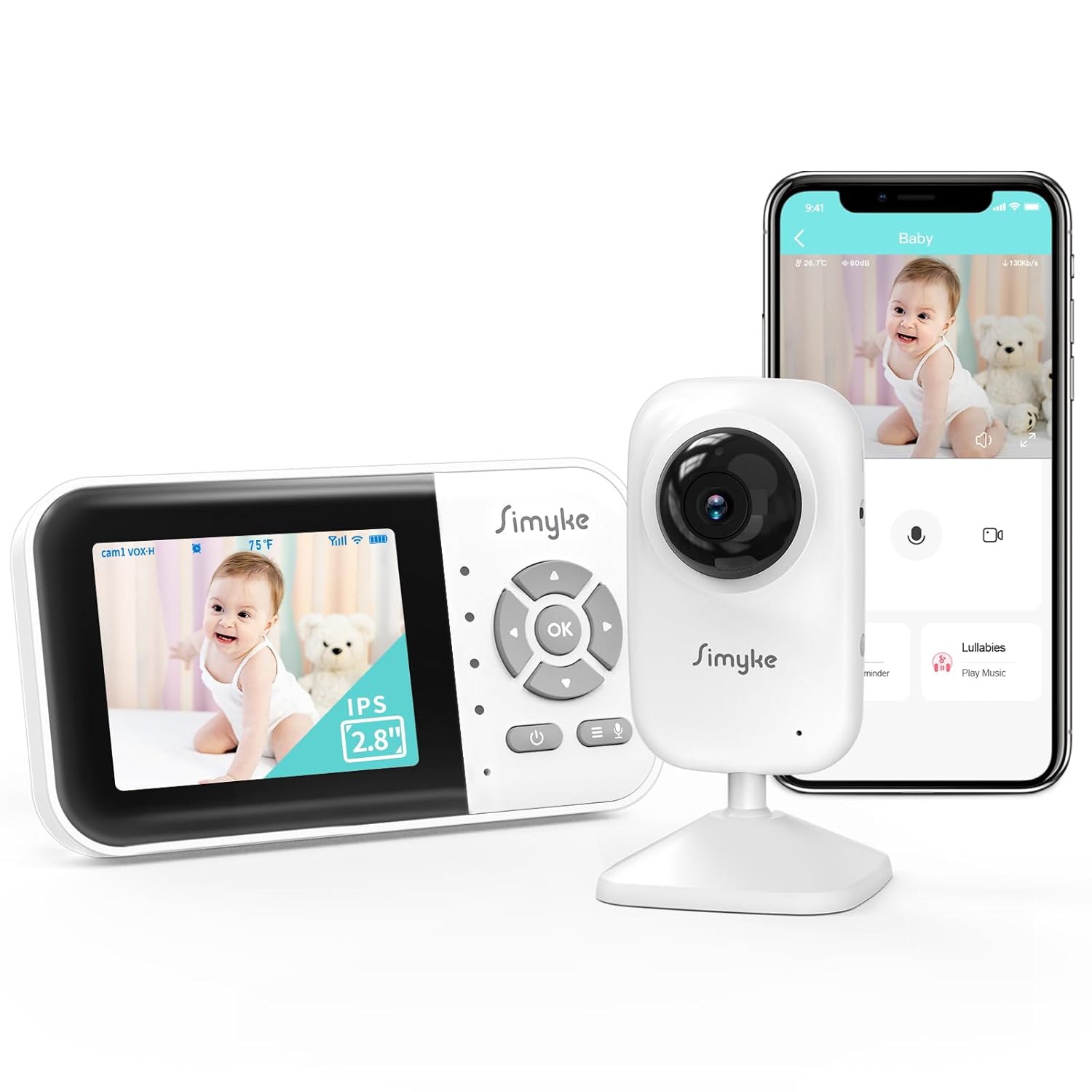 Simyke Upgrade Video Baby Monitor, WiFi Baby Camera,