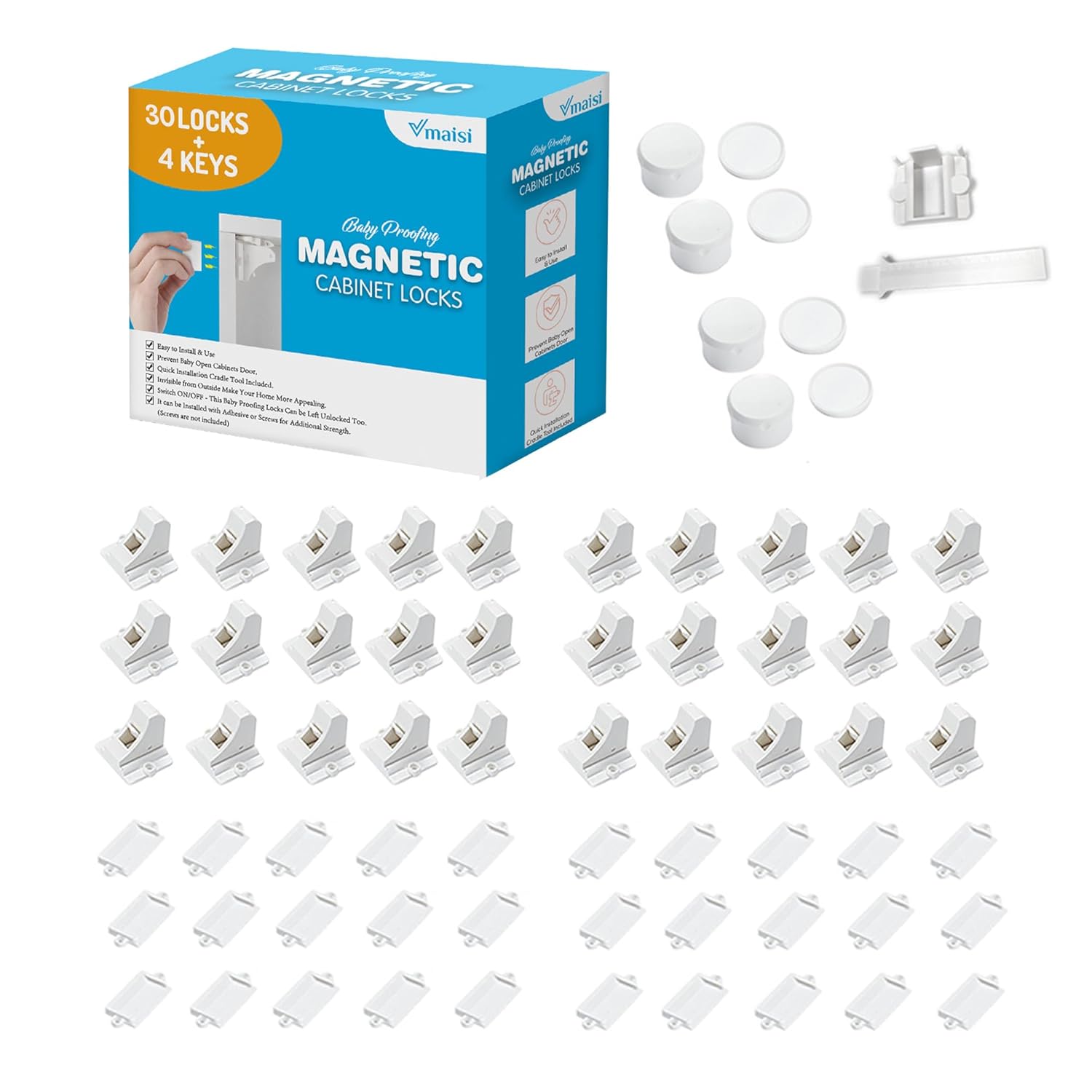 Vmaisi Magnetic Cabinet Locks for Babies (Standard, 30