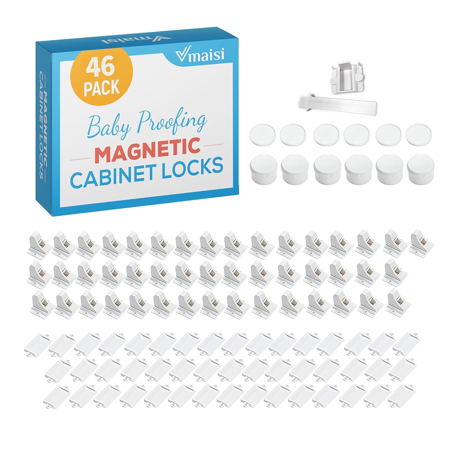 Vmaisi ChildProof Magnetic Cabinet Locks (46 Locks and