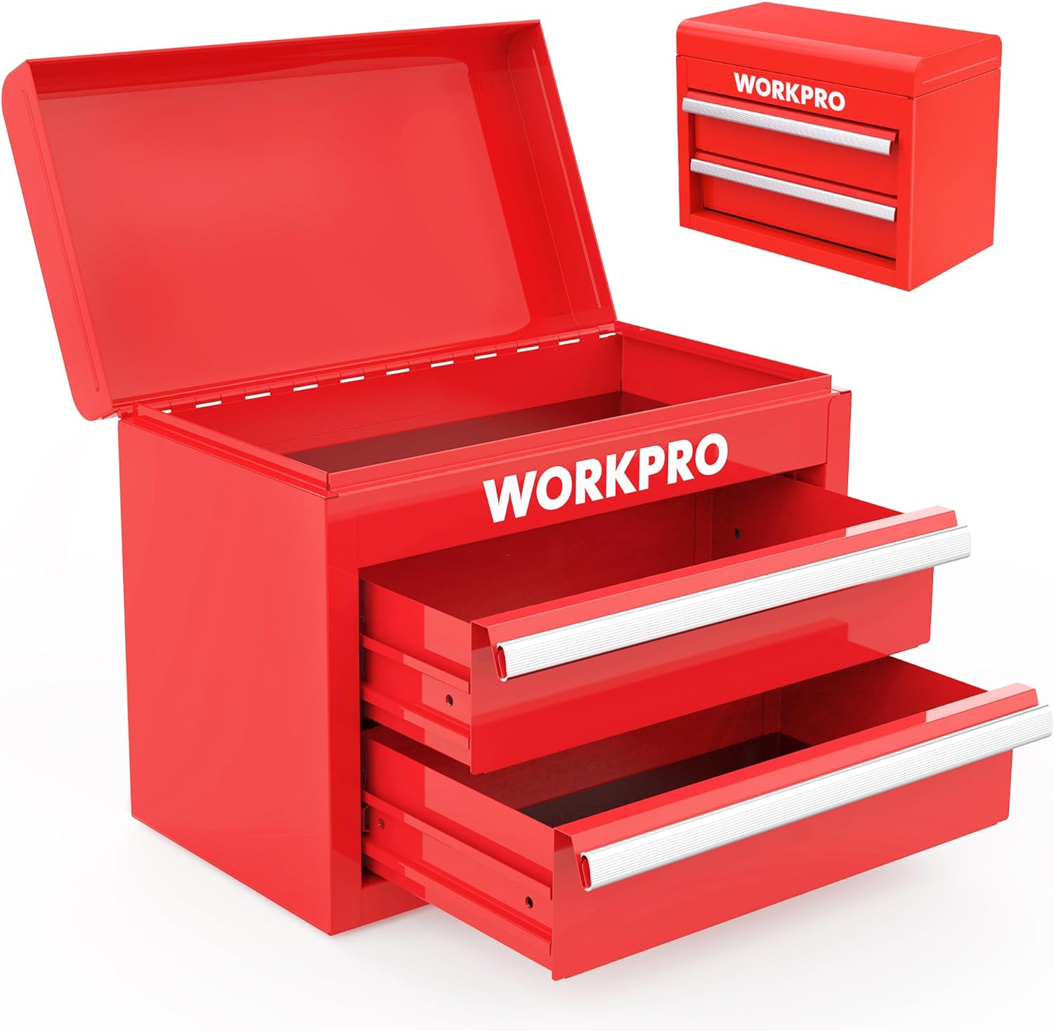 WORKPRO Mini Metal Tool Box with 2 Drawers