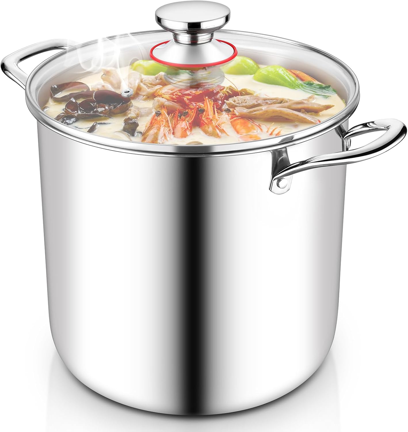 TeamFar 12 Quart Stock Pot, Stainless Steel Tri-ply