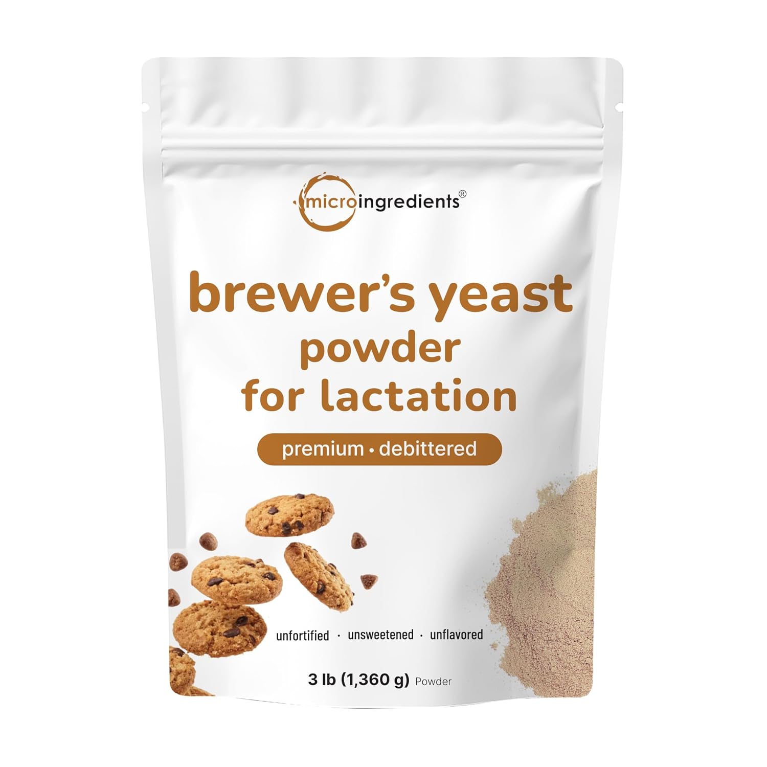 Micro Ingredients Debittered Brewers Yeast Powder, 3lbs (90