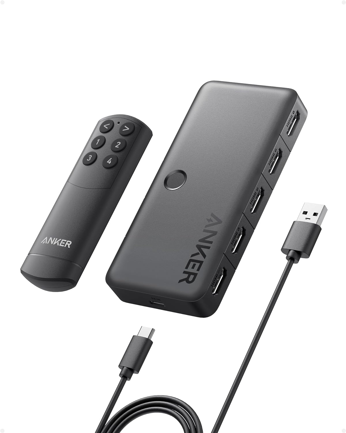 Anker HDMI Switch, 4K@60Hz 4-in-1-Out HDMI Switcher with