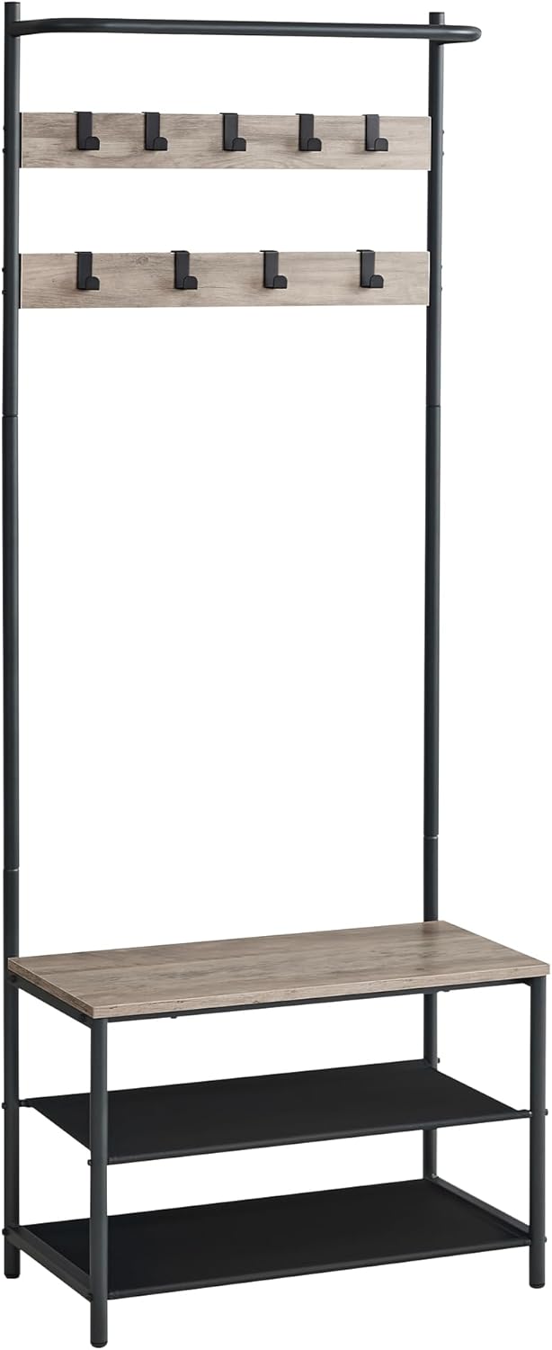 VASAGLE Hall Tree with Bench and Shoe Storage,