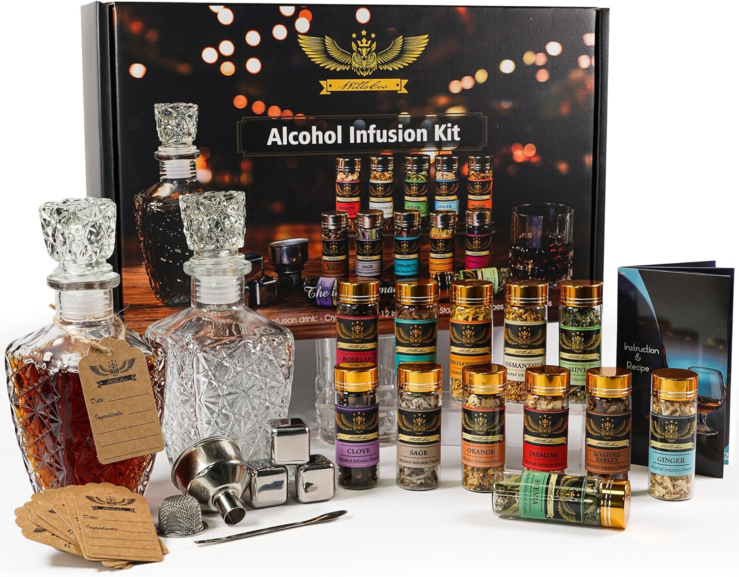 Alcohol Infusion Kit for Infusing Whiskey, Gin, Vodka,
