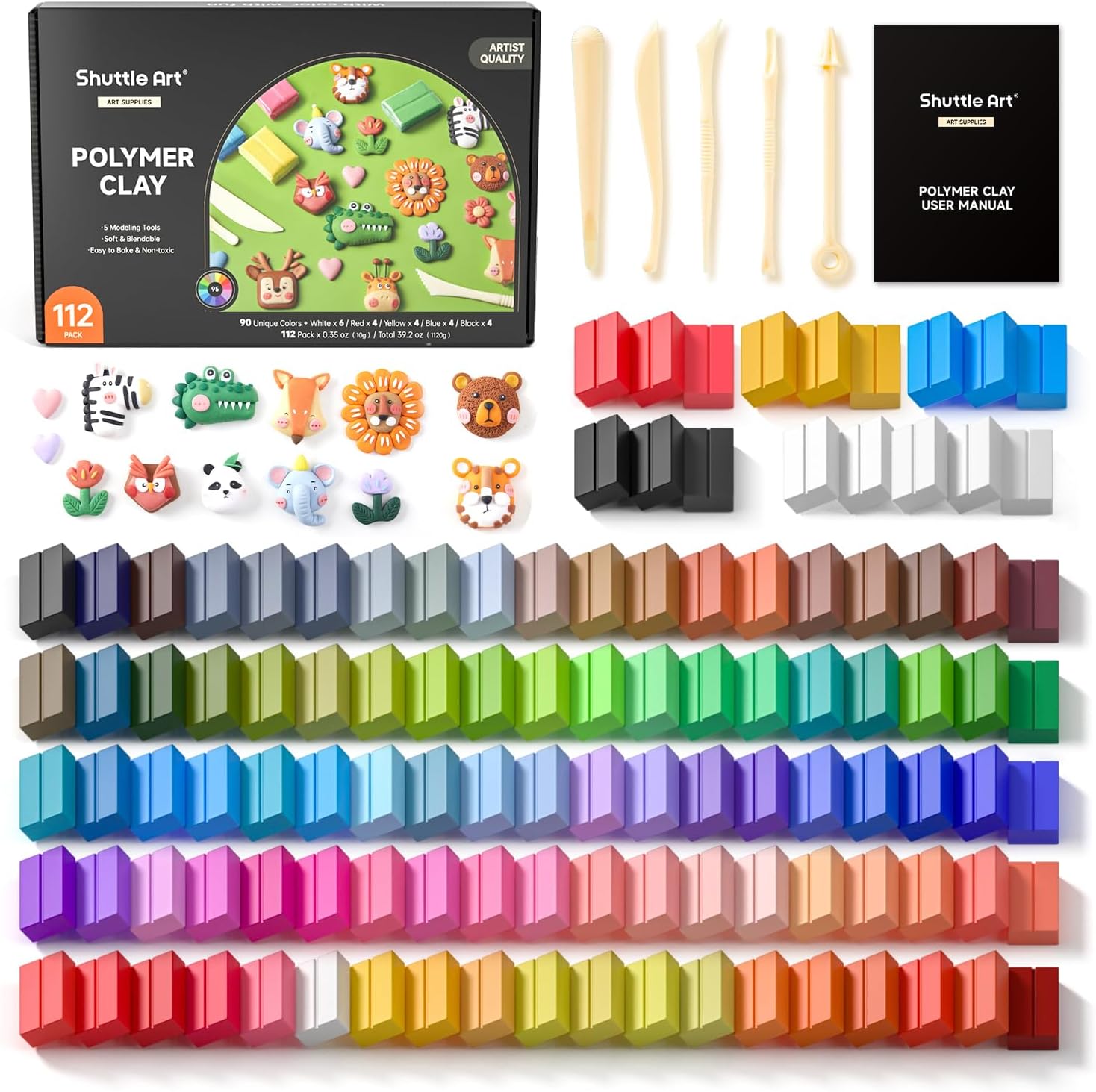 Shuttle Art 117-Piece Polymer Clay Kit, 95 Unique