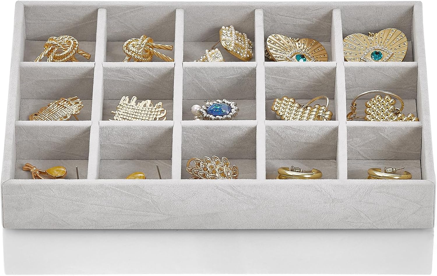 VLANDO 15 Grids Jewelry Tray, Small Jewelry Organizer