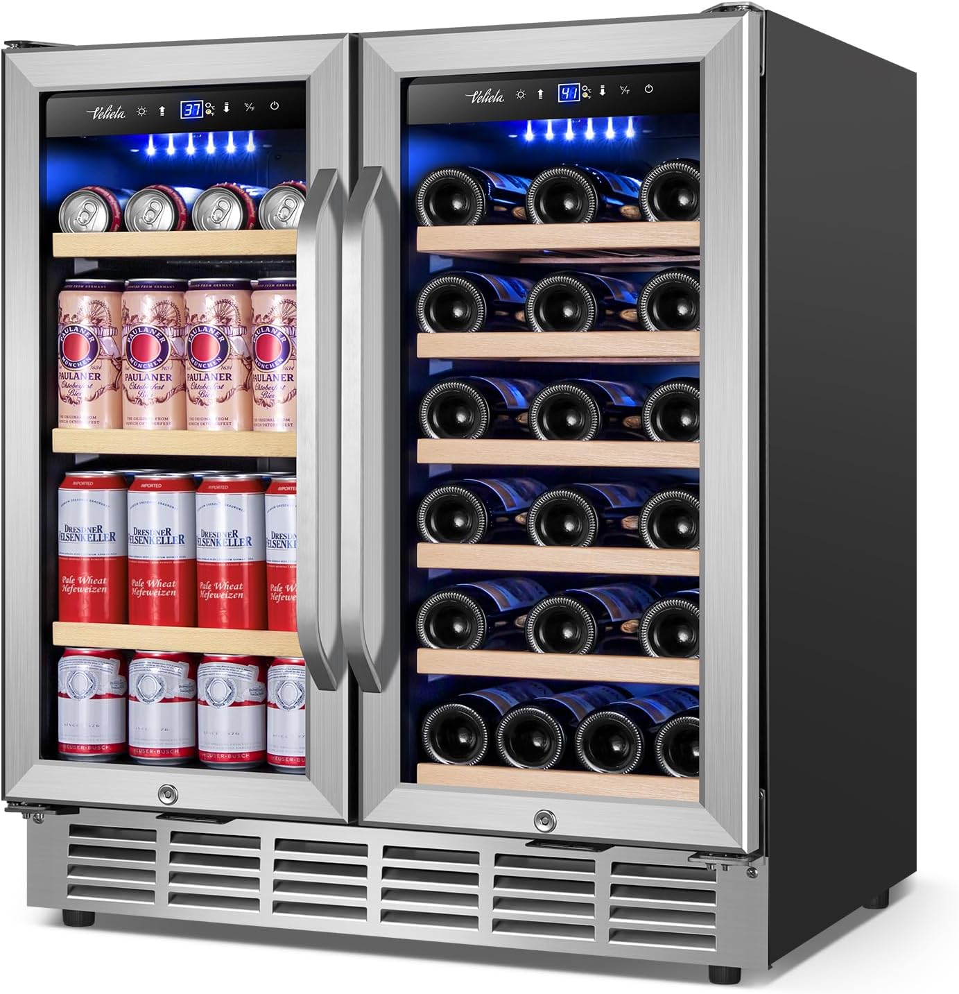 Velieta Wine and Beverage Refrigerator 30 Inch, Dual