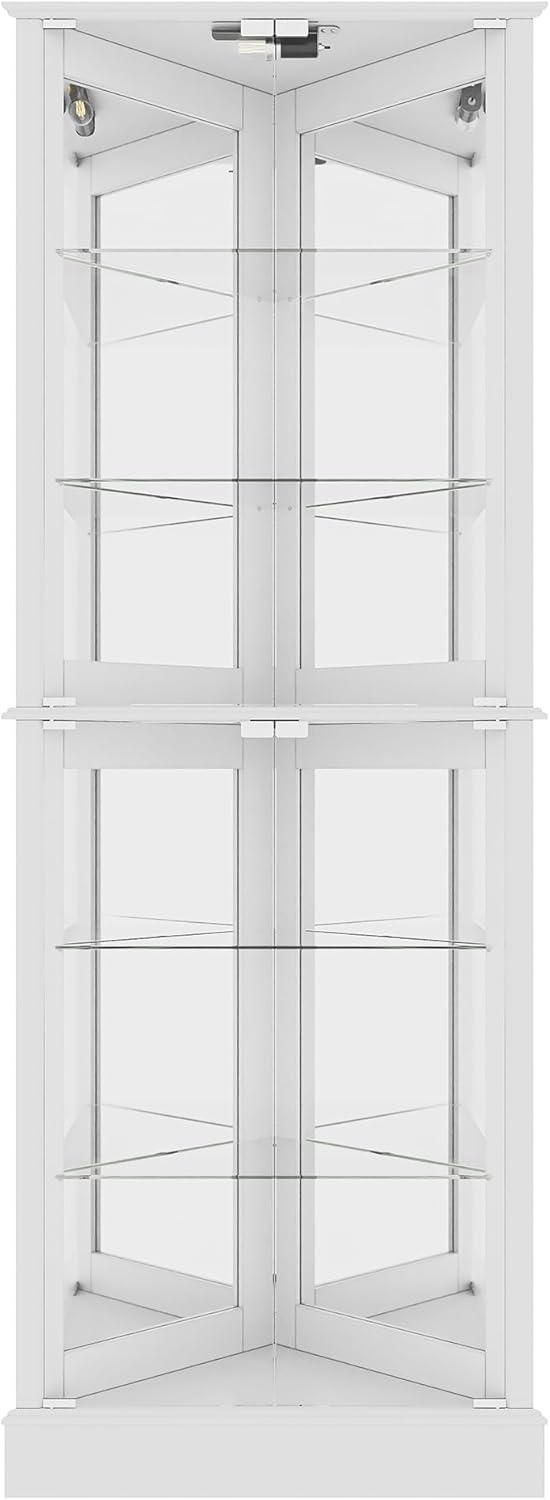 BELLEZE Lighted Accent Corner Display Curio Cabinet with