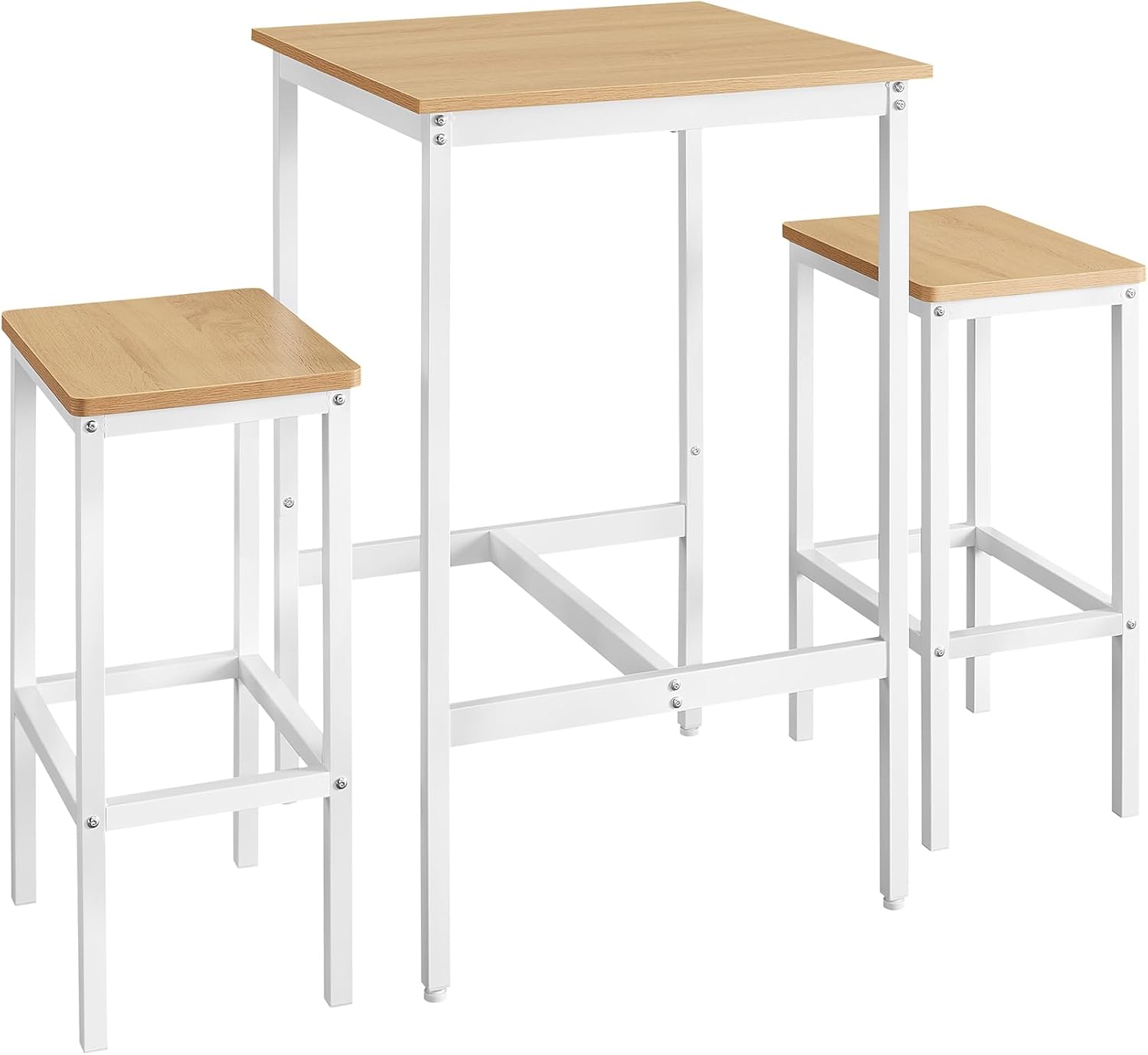 VASAGLE Bar Table and Chairs Set, Square Table