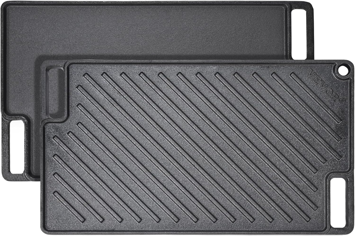 VEVOR Reversible Grill/Griddle, 9.7"x16.7" Pre-Seasoned Cast Iron Griddle,