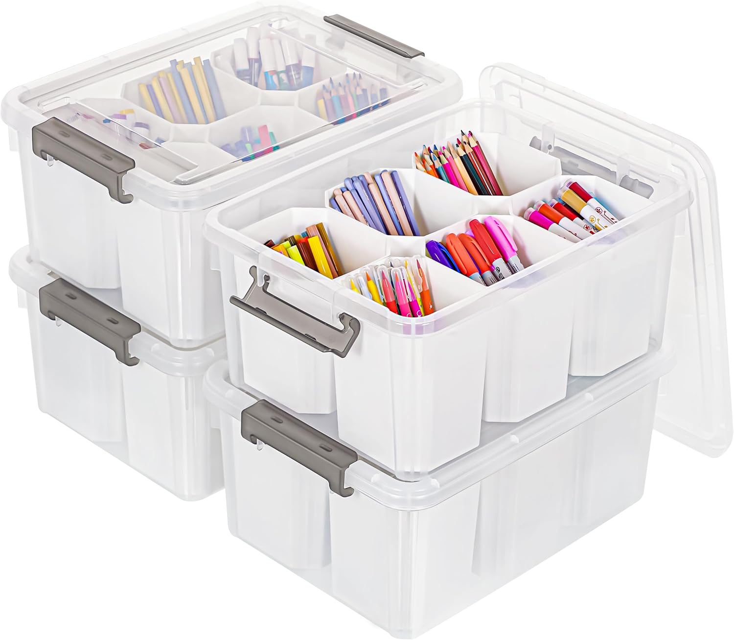 Citylife 17 QT Plastic Storage Bins Clear Storage