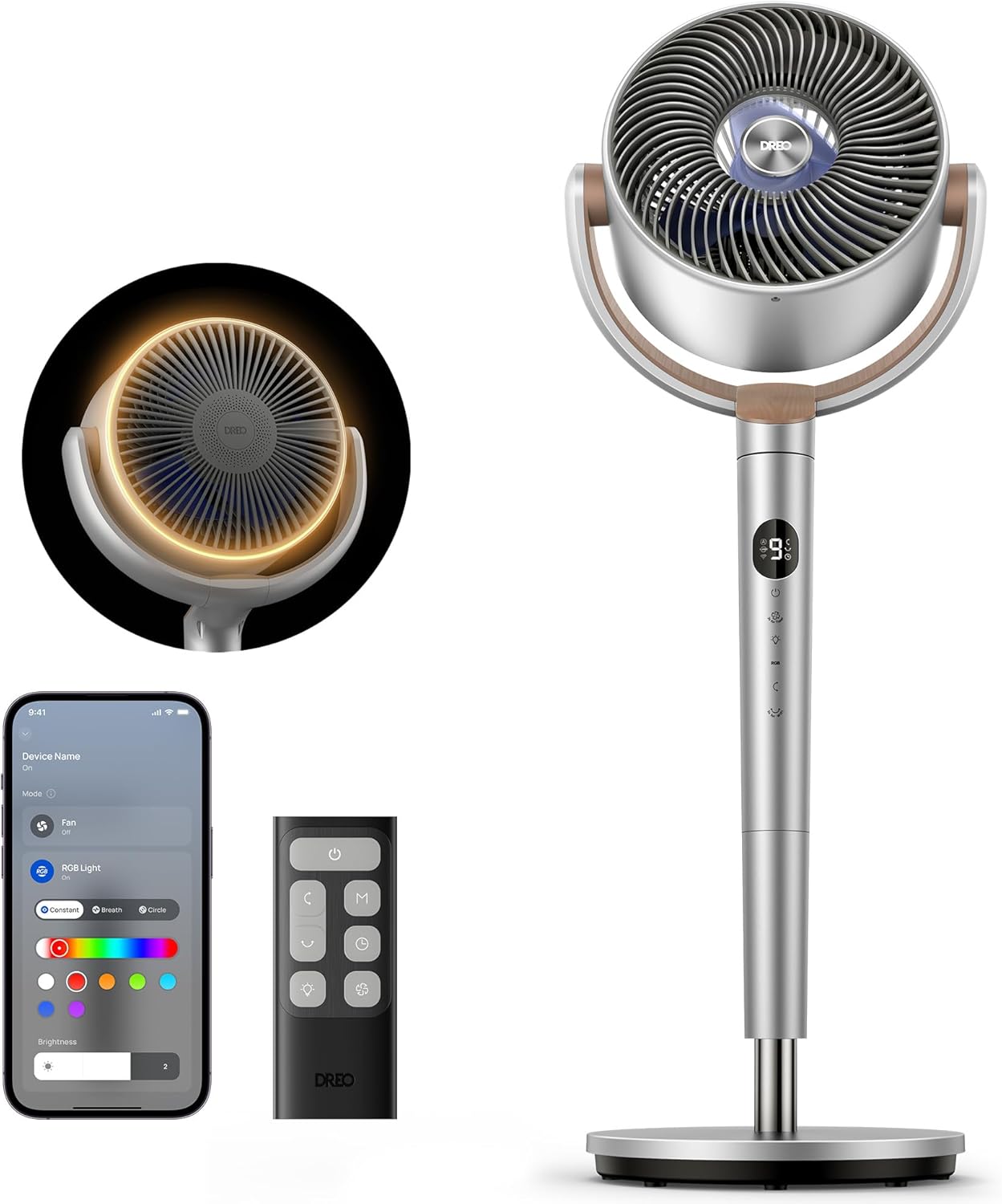 DREO Smart Fans for Bedroom, 120+120 Omni-Directional Oscillating