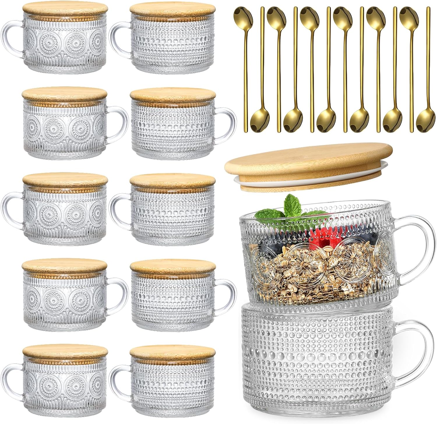 LANDNEOO 12-Piece Irish Coffee Glasses Set, Vintage 14oz