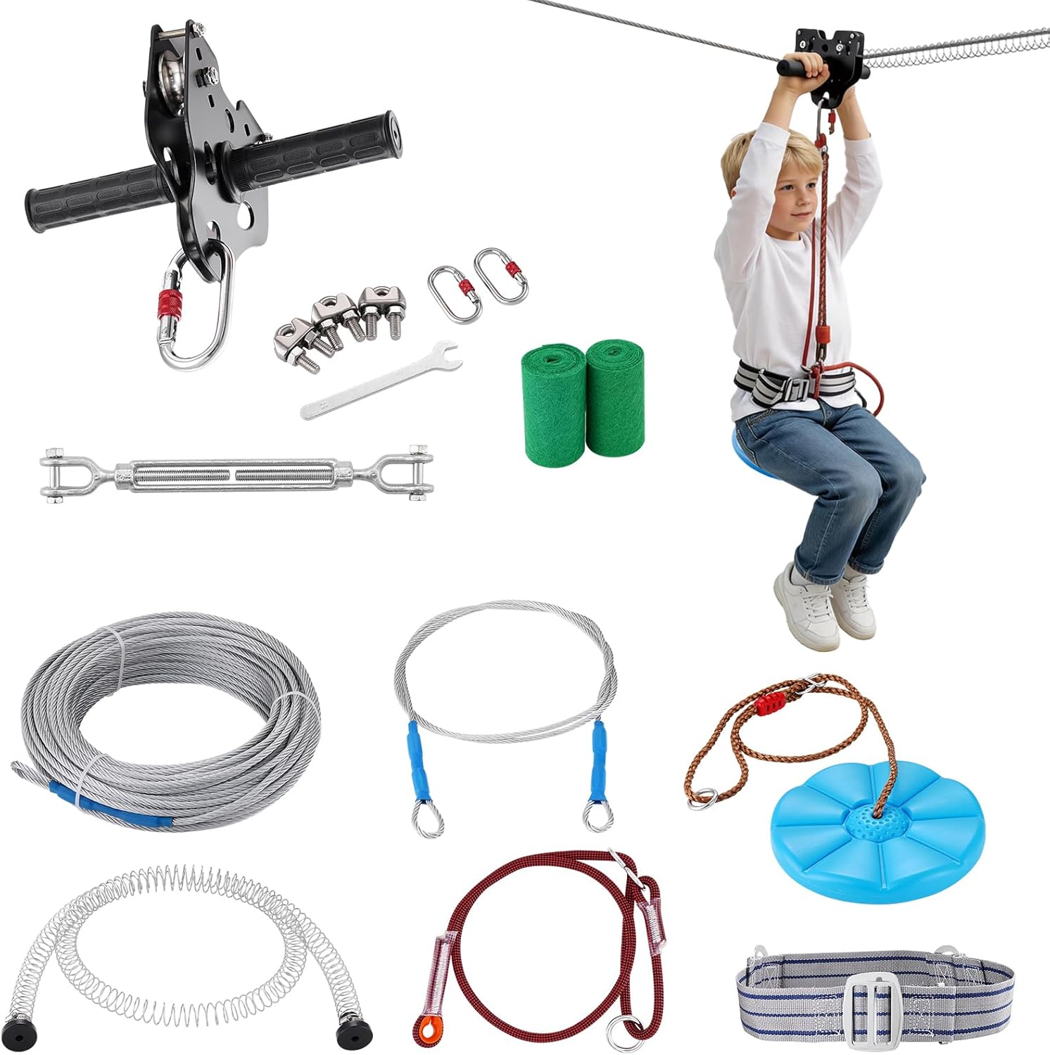 VEVOR Zipline Kit, 160 ft Zip Line Kits