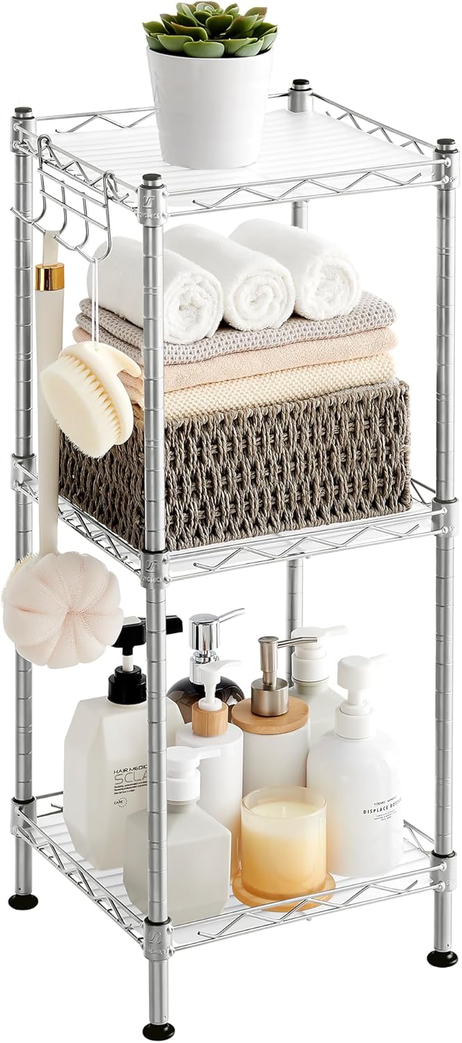 SONGMICS 3-Tier Bathroom Shelf, Storage Rack for Small
