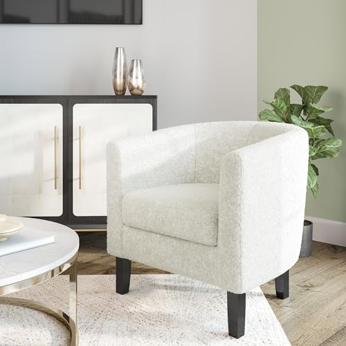 BELLEZE Accent Barrel Chair, Linen Round Chair Club