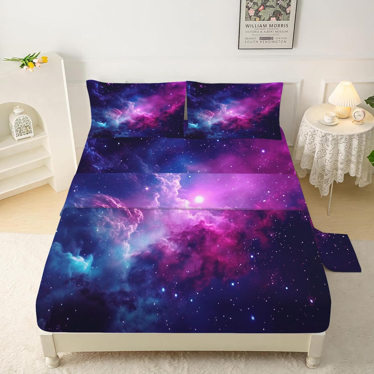 Purple Galaxy Sheet Sets Twin Size Constellation Bedding