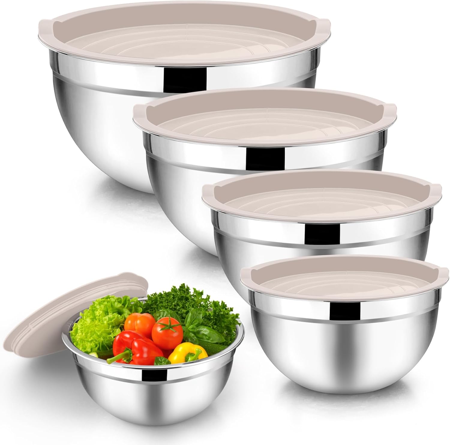 TeamFar Mixing Bowls with Lids, 5-Piece Stainless Steel