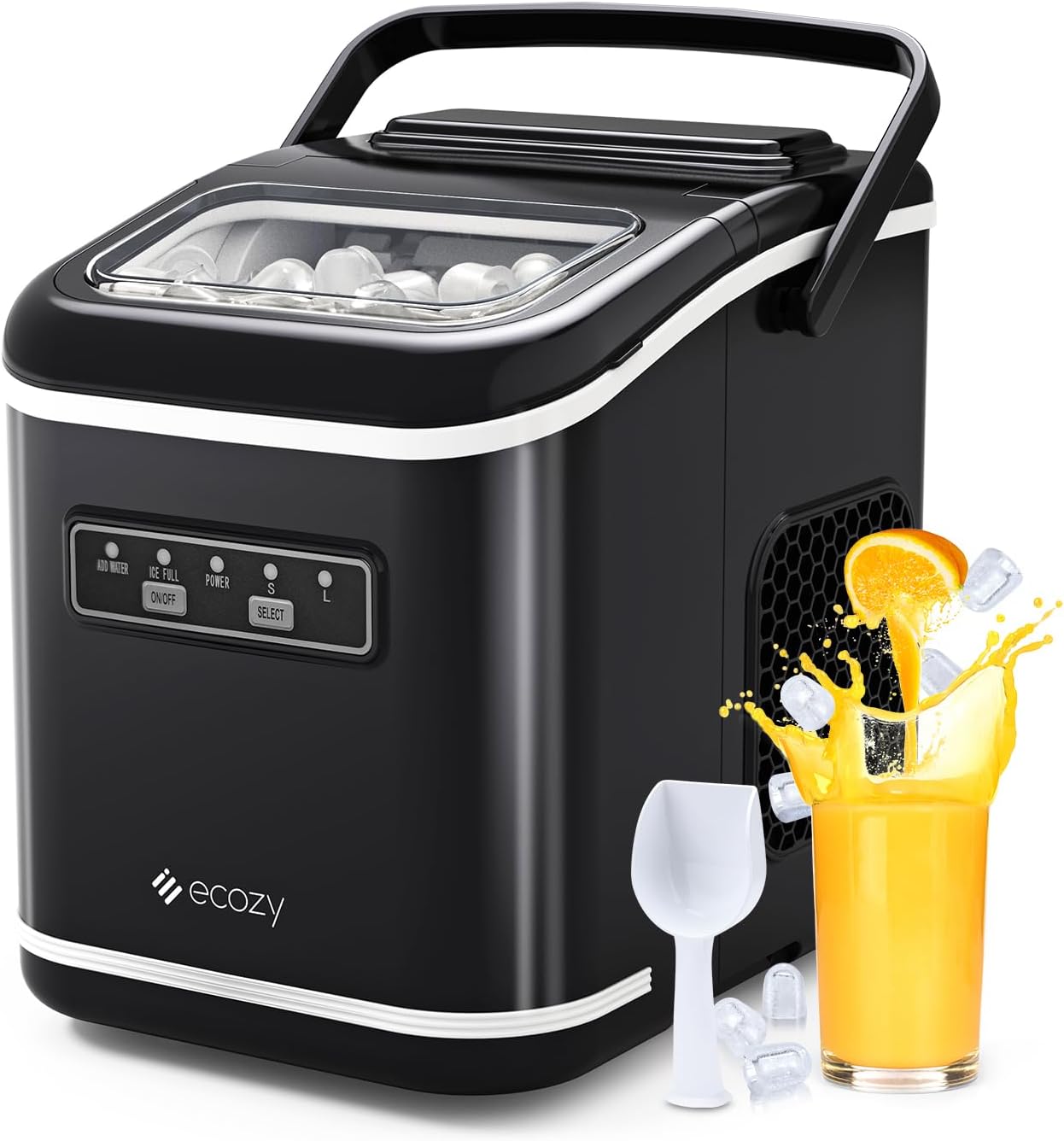 Ecozy Countertop Ice Maker, Portable, Self-Cleaning, 9 Bullet