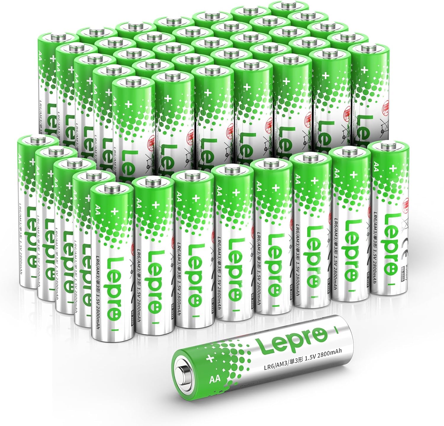 Lepro AA Batteries 48 Pack (Reclosable Packaging) -