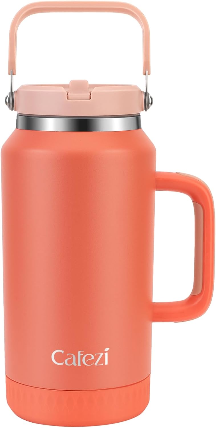 64oz Stainless Steel Water Bottle with Flip Straw