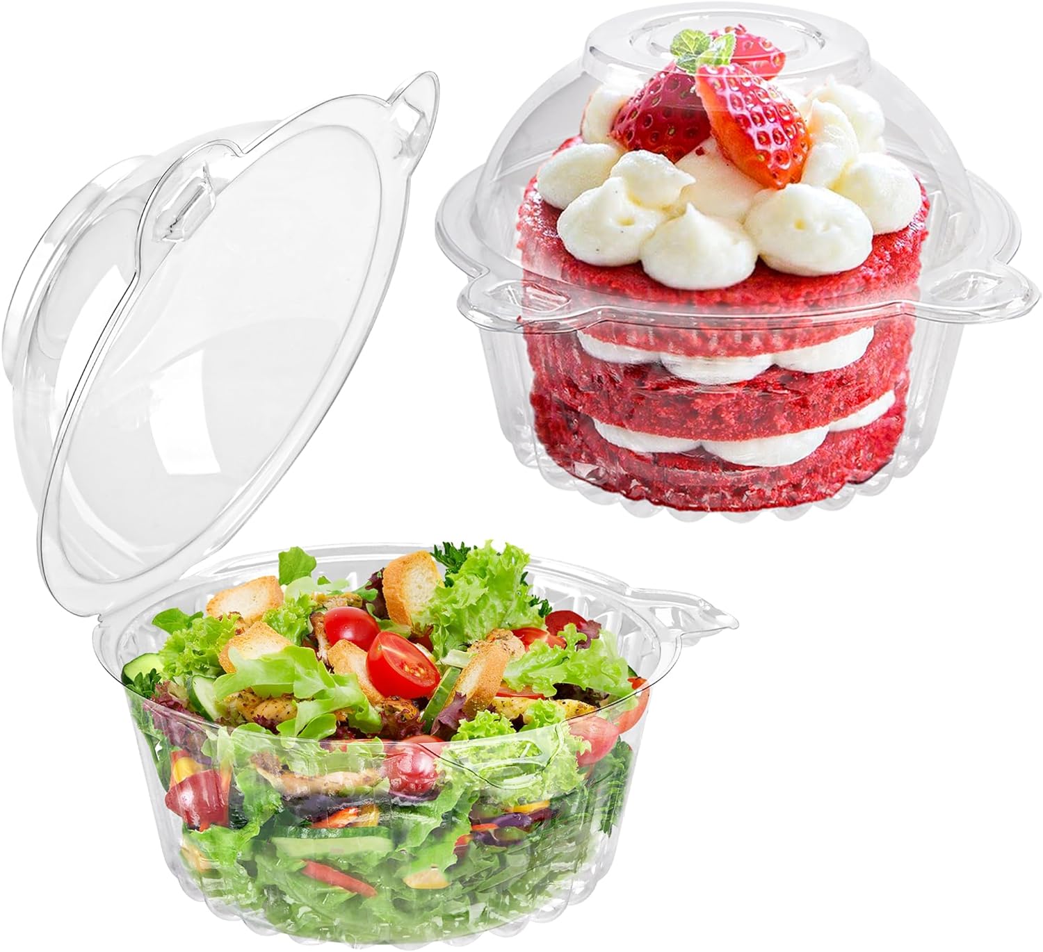 NPLUX 50 Pack Individual Cupcake Containers, Plastic Cupcake
