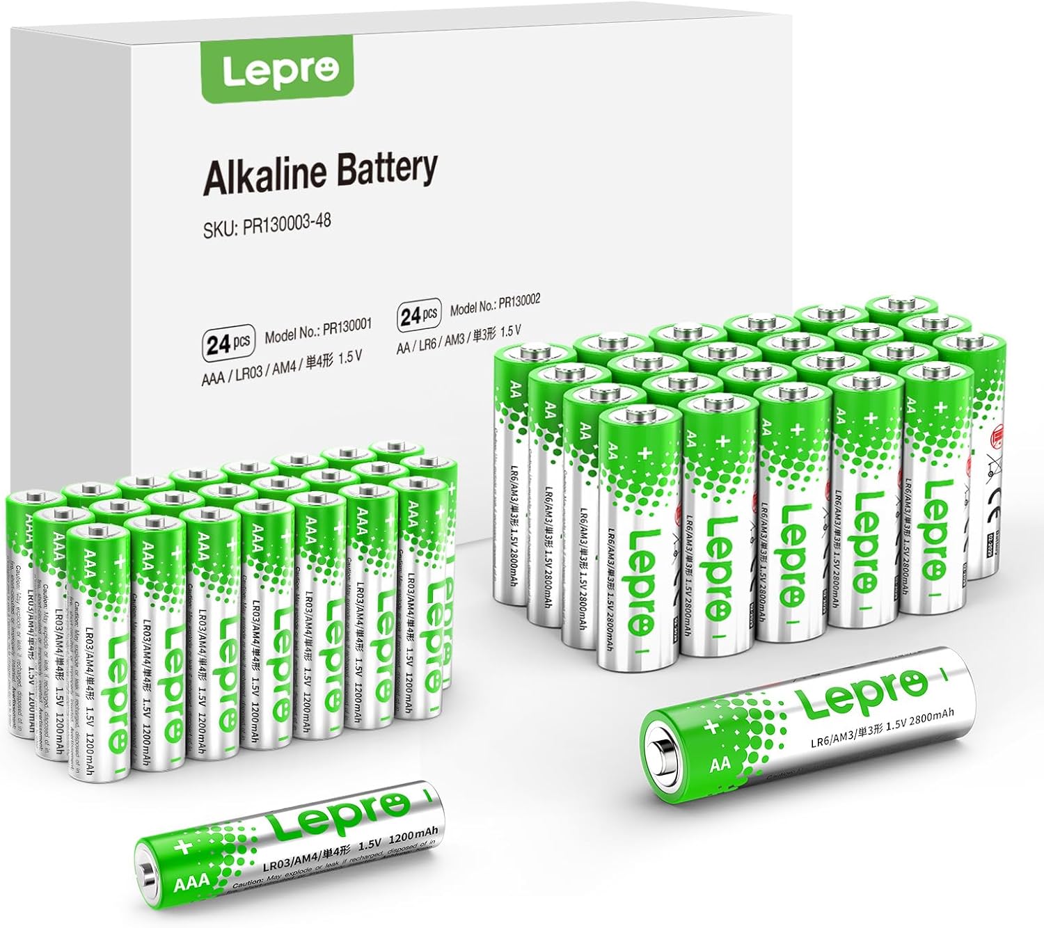 Lepro AA and AAA Batteries Combo Pack 48