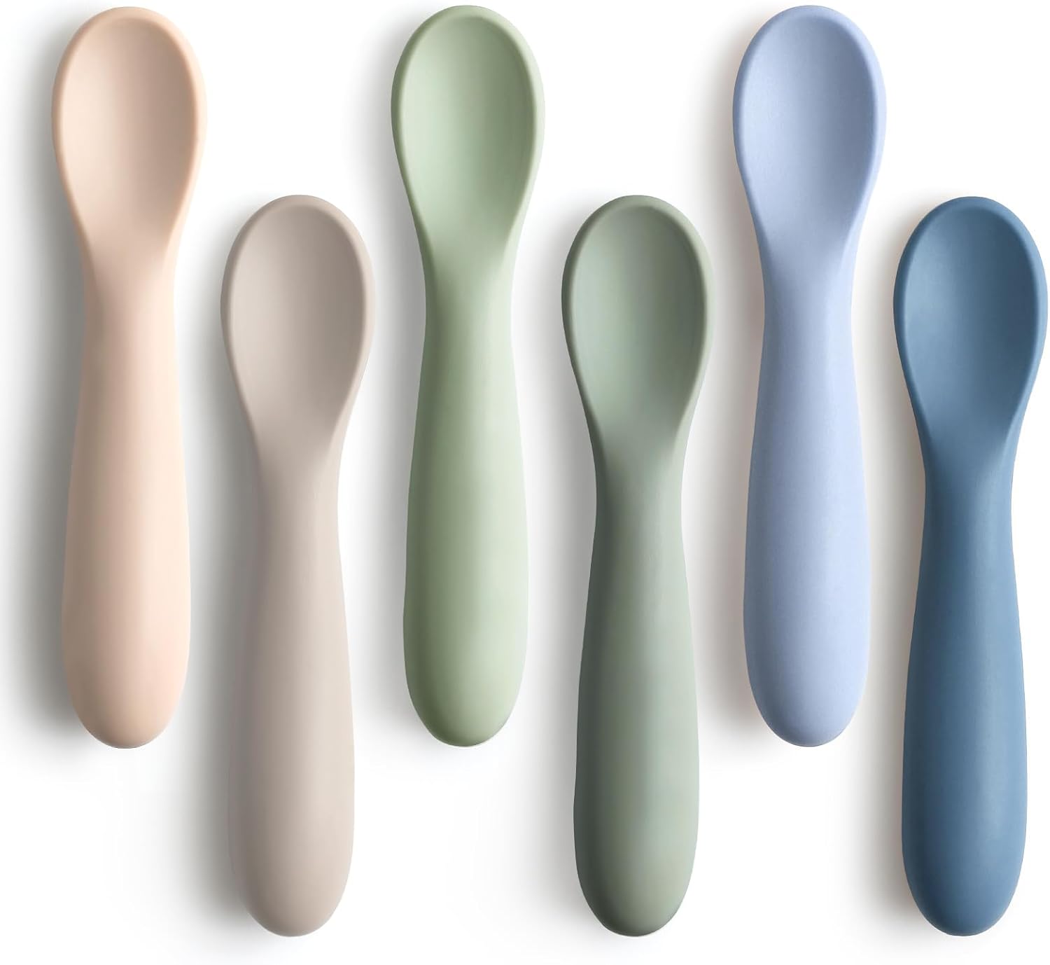 6-Pack Baby Spoons, First-Stage Shorter-Length Self-Feeding Training Spoons,