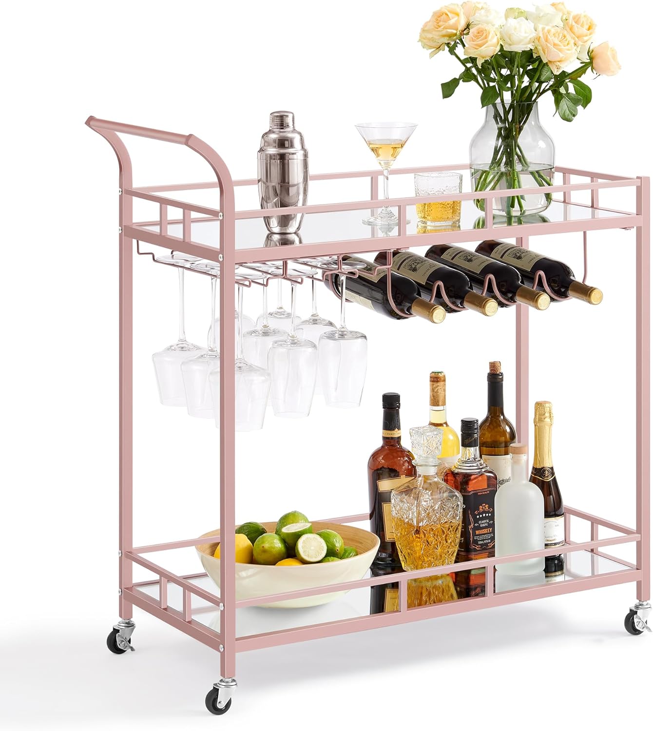 VASAGLE Bar Cart, Home Bar Serving Cart with