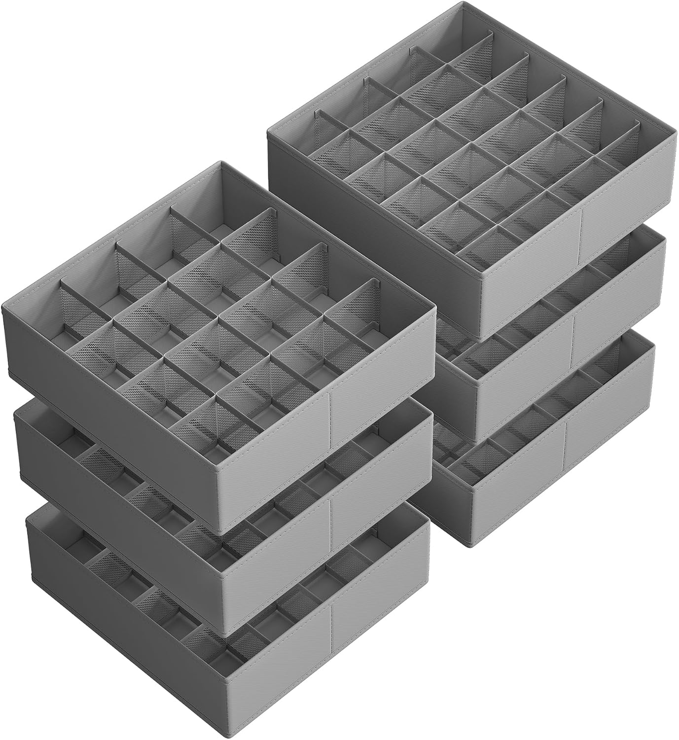 SONGMICS 6 Pack Drawer Organizers, 120 Cells (3x16+3x24),