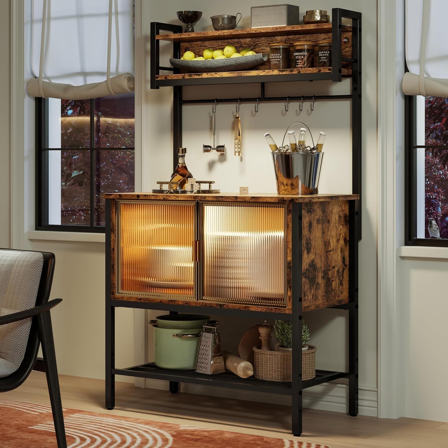 Bestier Coffee Bar with Storage, 5 Tier Microwave