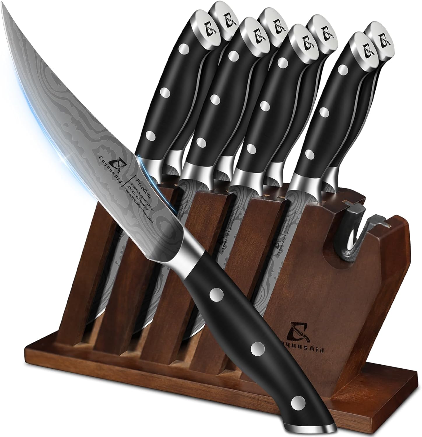 CoquusAid Steak Knives Set of 8 with Block