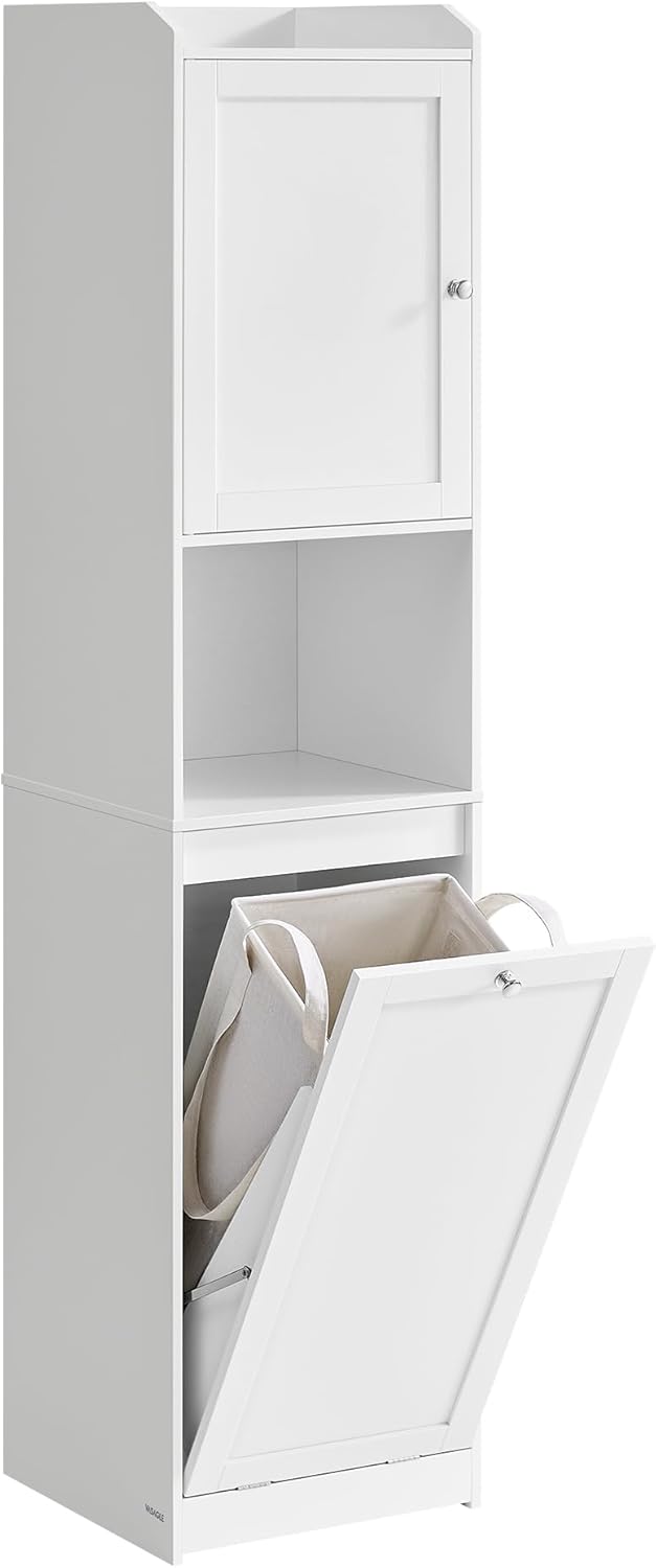 VASAGLE Tall Storage Cabinet with Removable Laundry Basket,