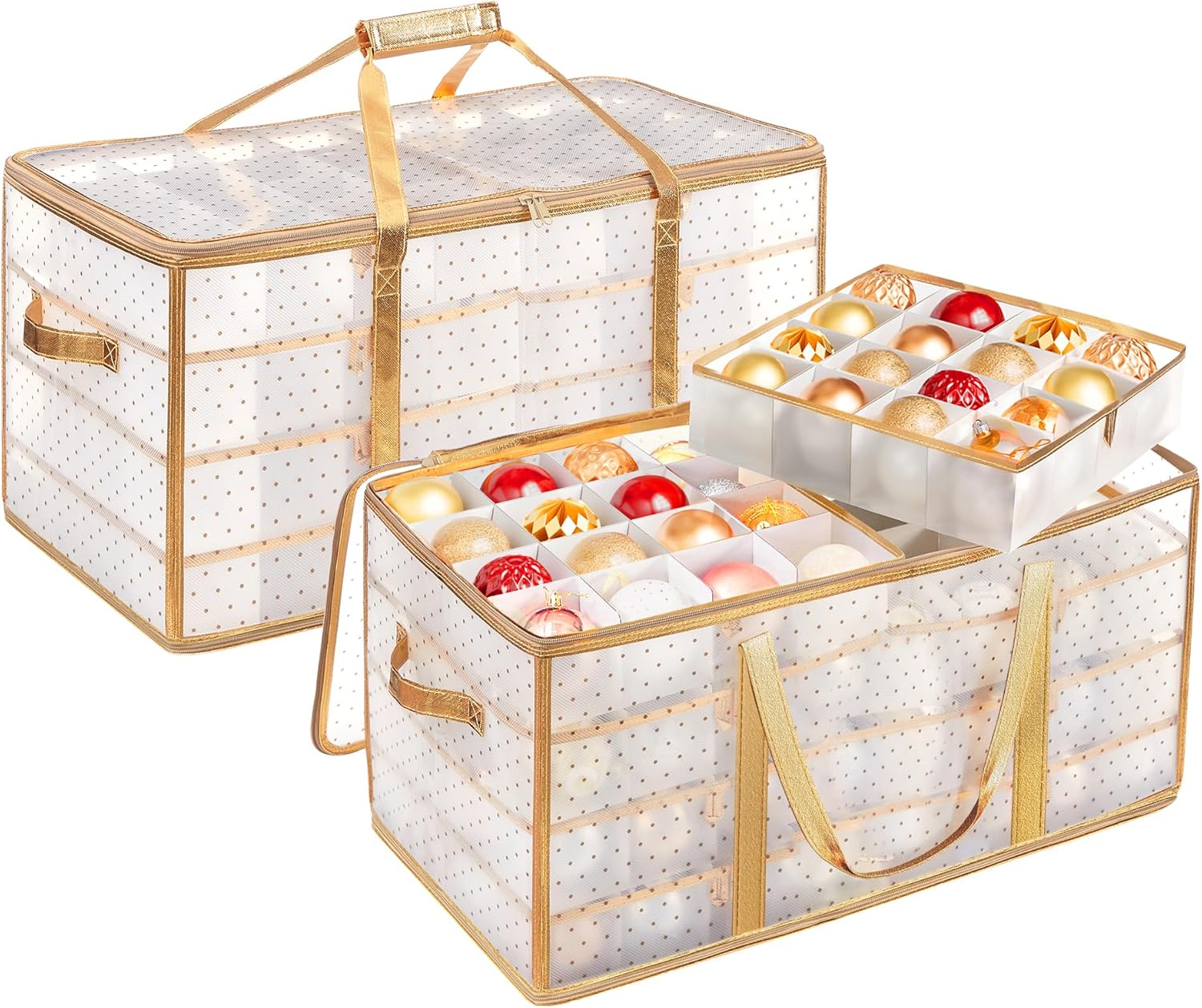 SONGMICS Set of 2 Large Christmas Ornament Storage