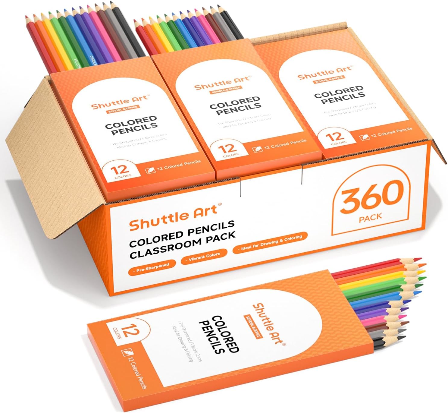 Shuttle Art 360 PCS Colored Pencils Bulk, 12