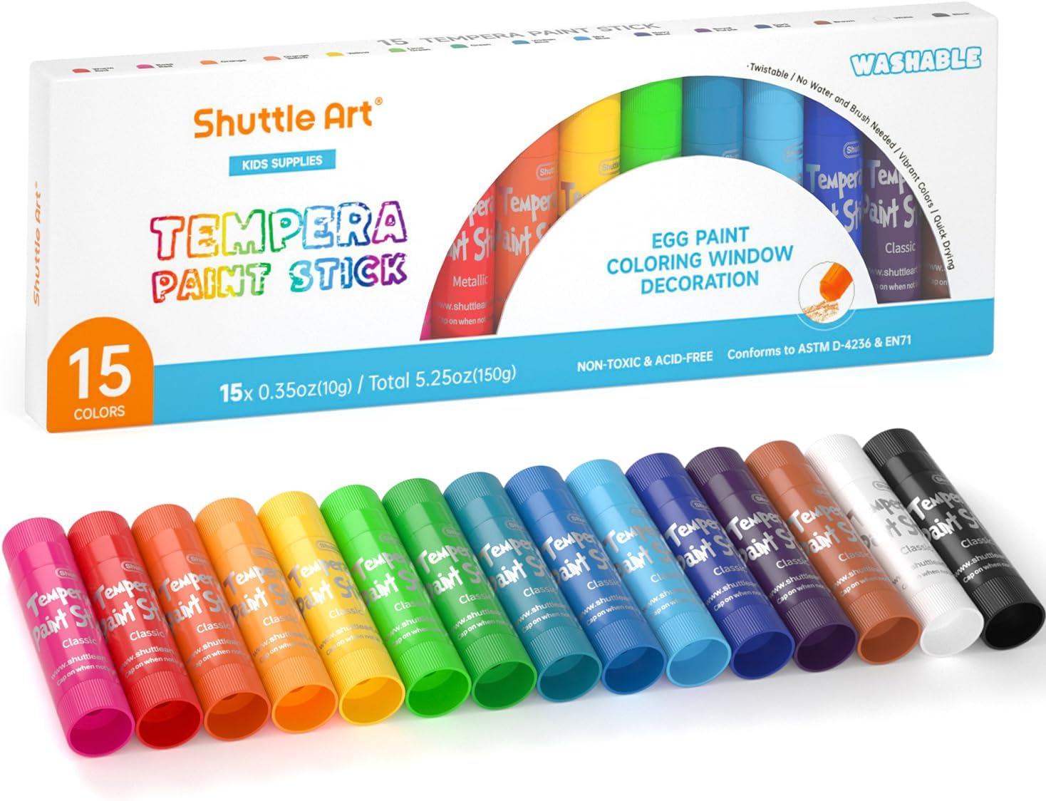 Tempera Paint Sticks, 15 Colors Solid Tempera Paint