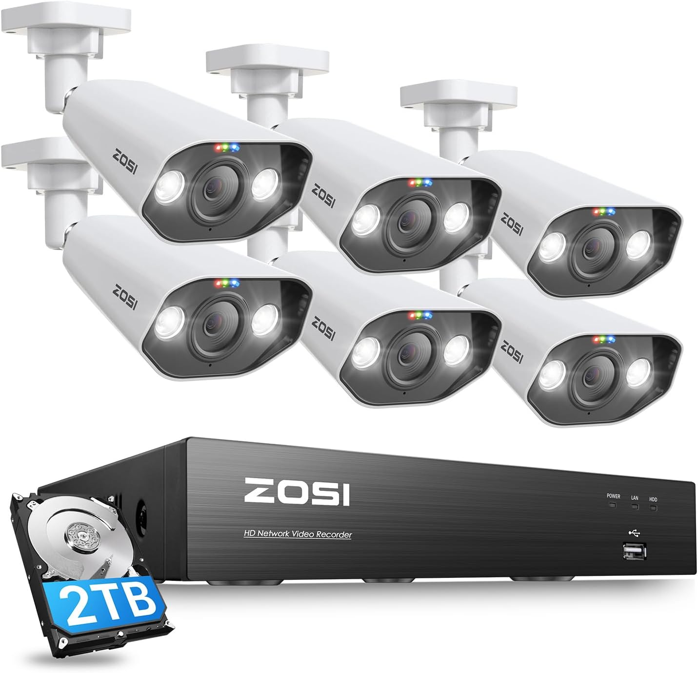 ZOSI 4K Security Camera System, 6pcs 4K Outdoor