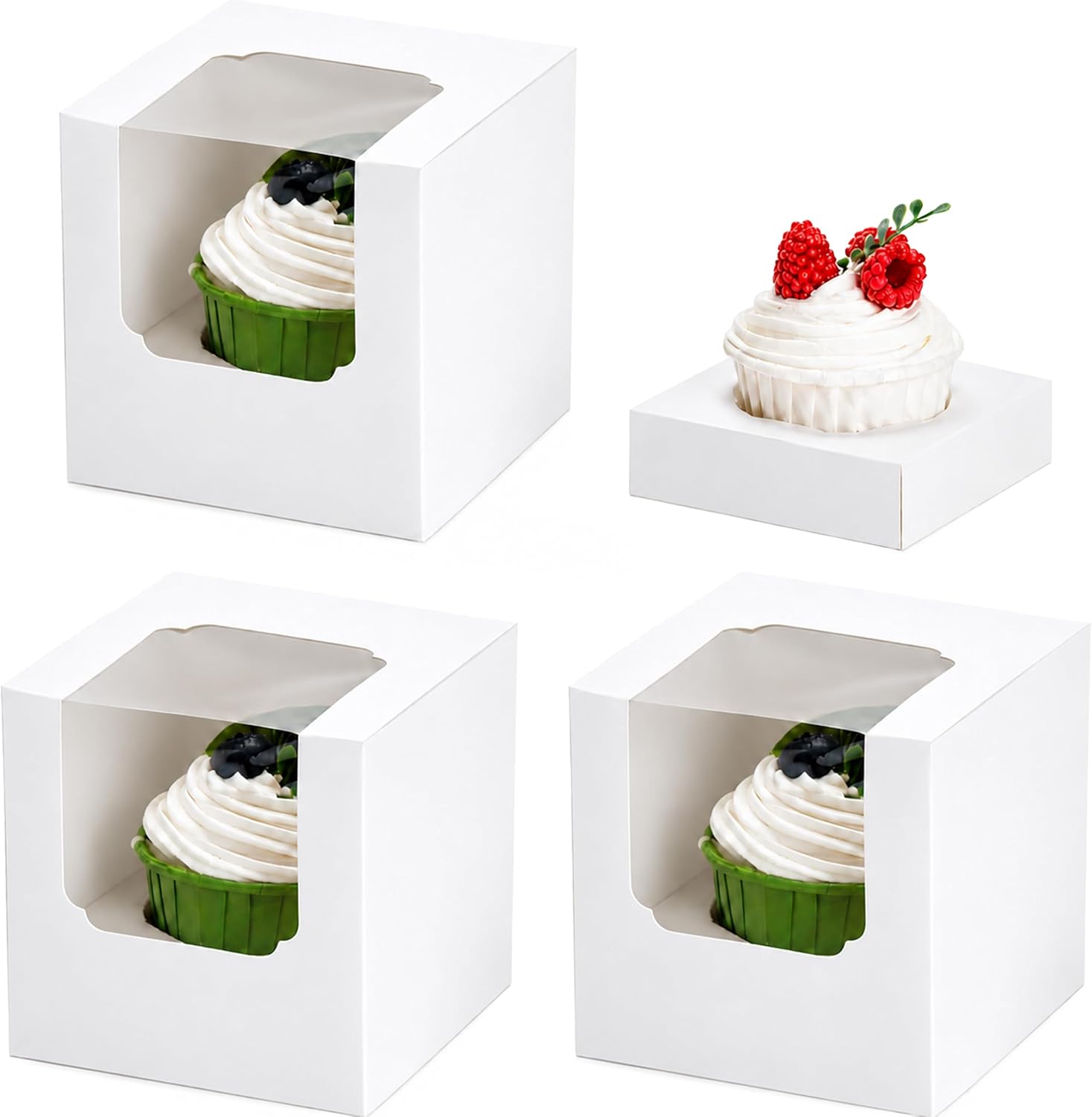 NPLUX 25 Pcs Single Cupcake Boxes, Pre-Assembled Individual