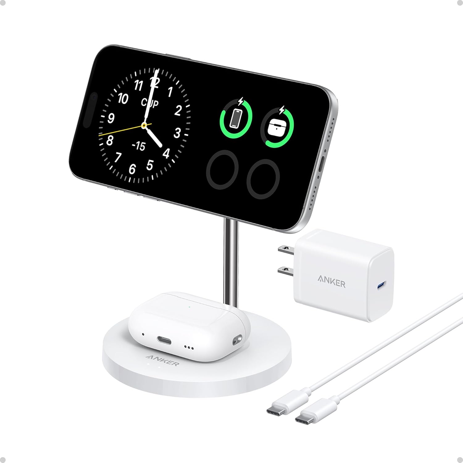 Anker MagGo MagSafe-Compatible Charger Stand, 2-in-1 Charging Station,